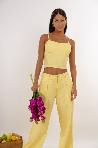 Pantalón Amalfi Lino Amarillo