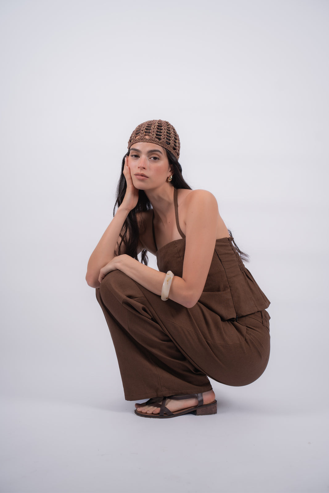 Casquete Brillos Chocolate & Dorado