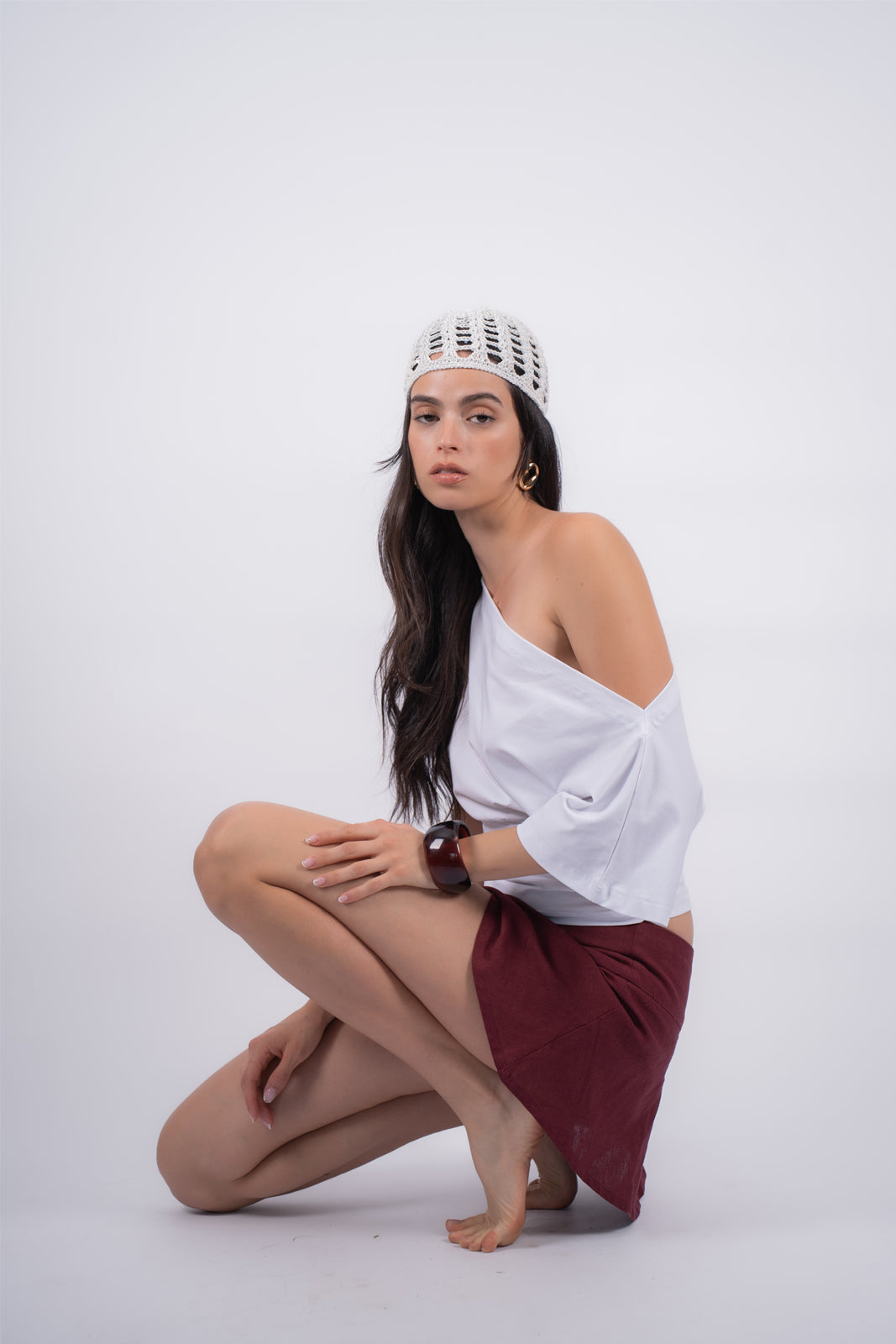 Casquete Brillos Crema & Plateado