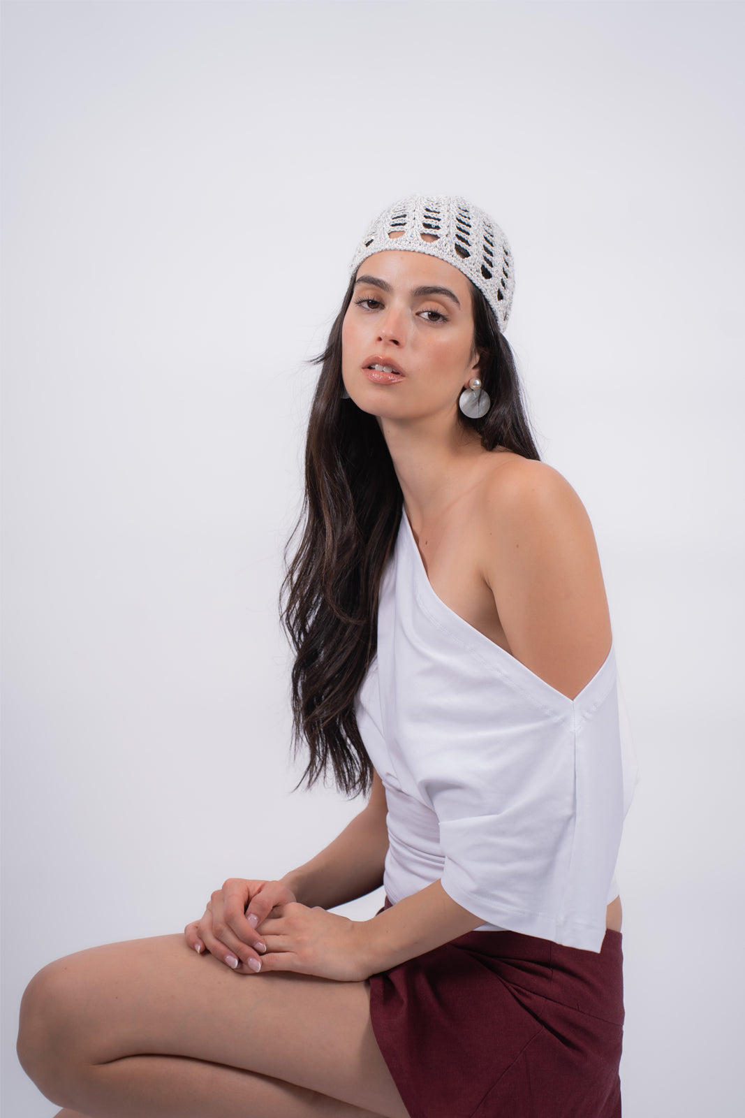 Casquete Brillos Crema & Plateado