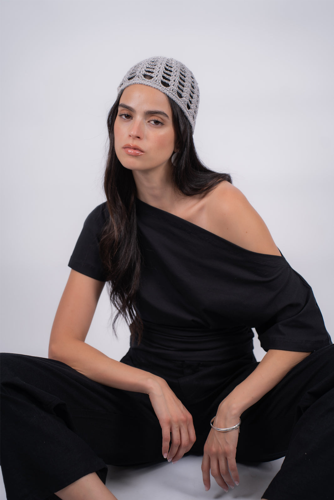 Casquete Brillos Gris & Plateado