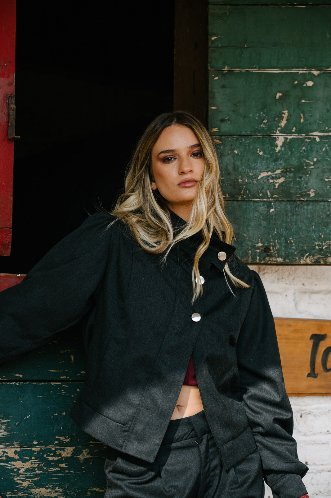 Bomber Forma Negro Jaspeado