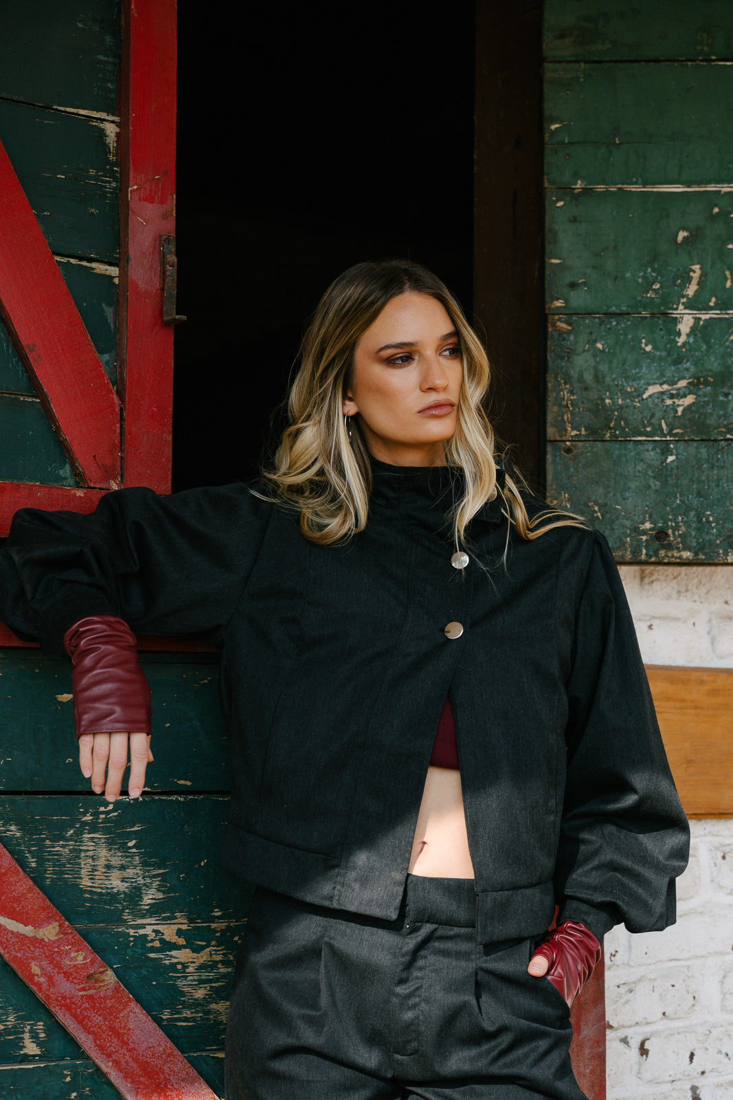 Bomber Forma Negro Jaspeado