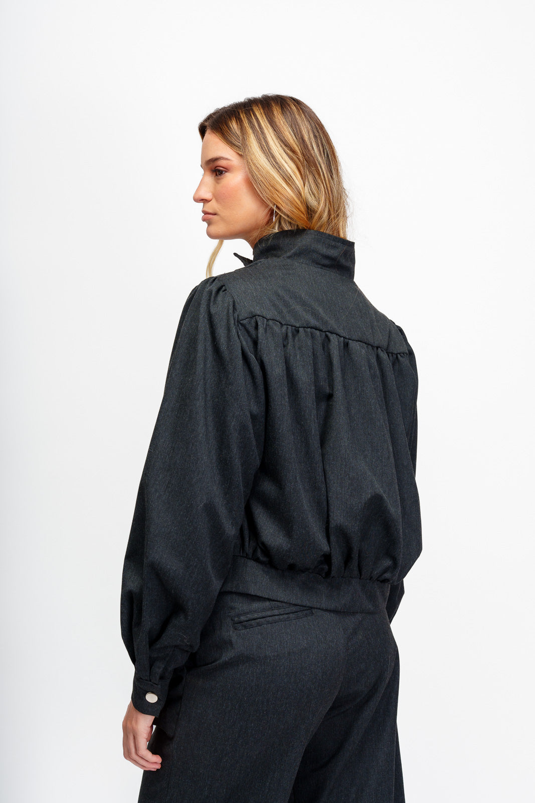 Bomber Forma Negro Jaspeado