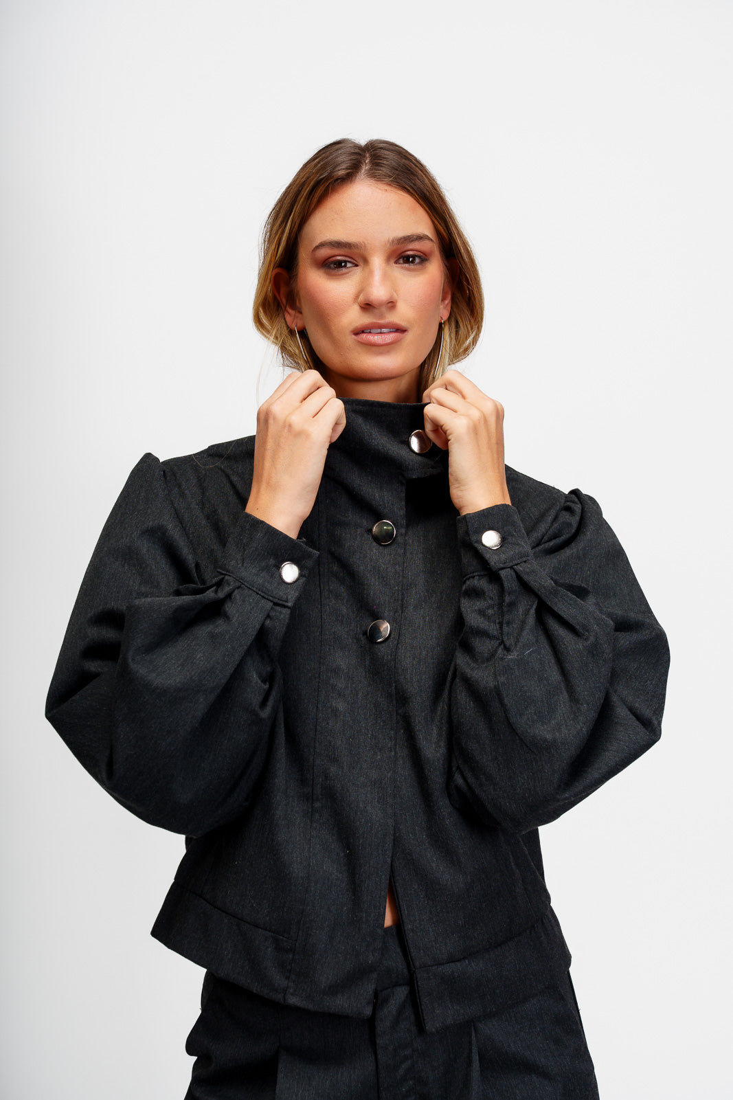 Bomber Forma Negro Jaspeado