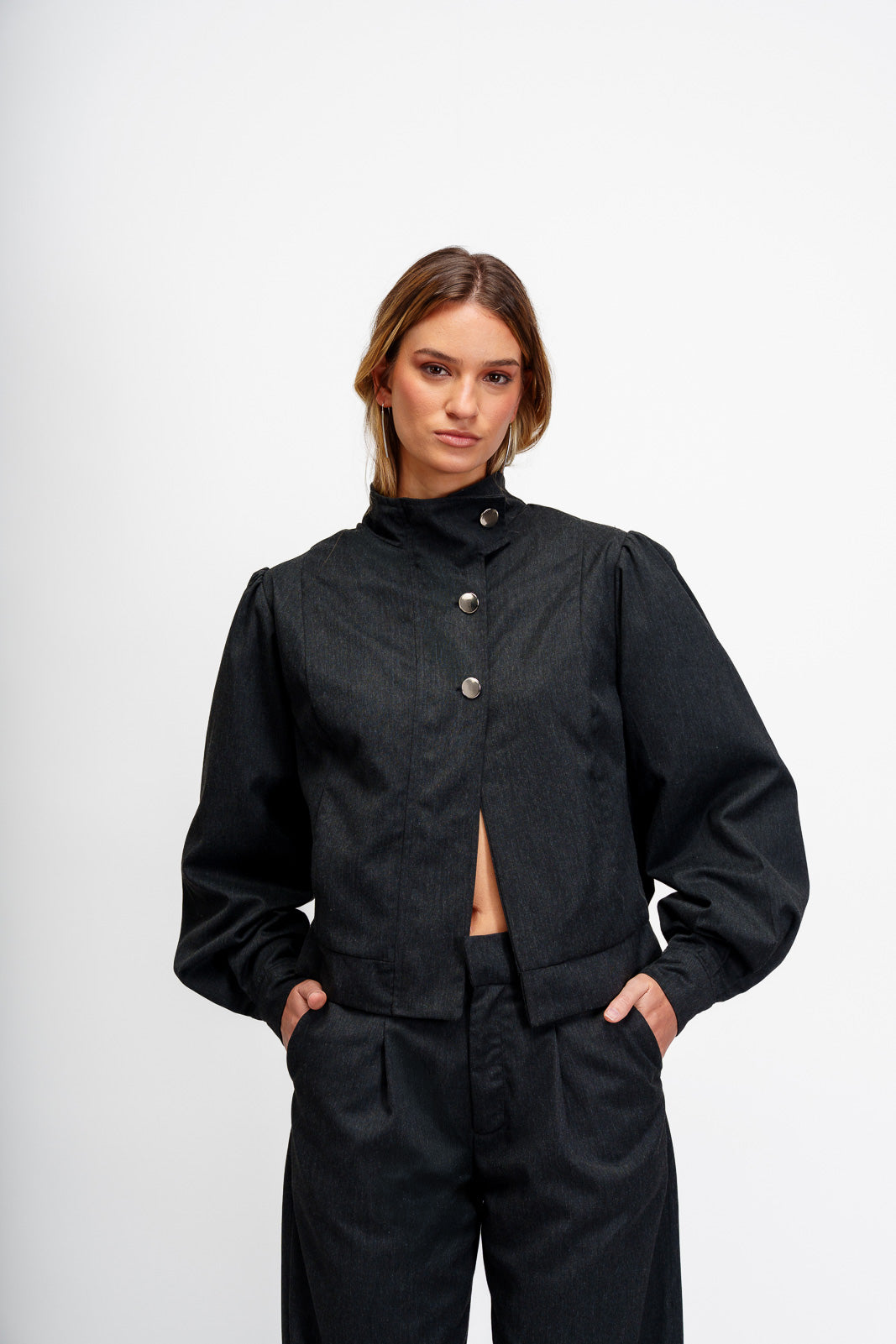 Bomber Forma Negro Jaspeado