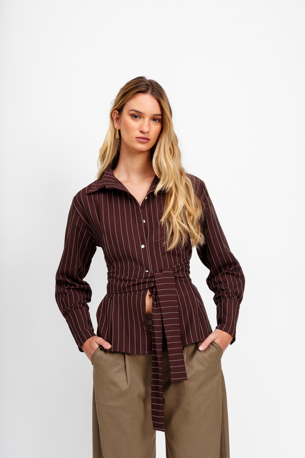 Camisa líneas Chocolate