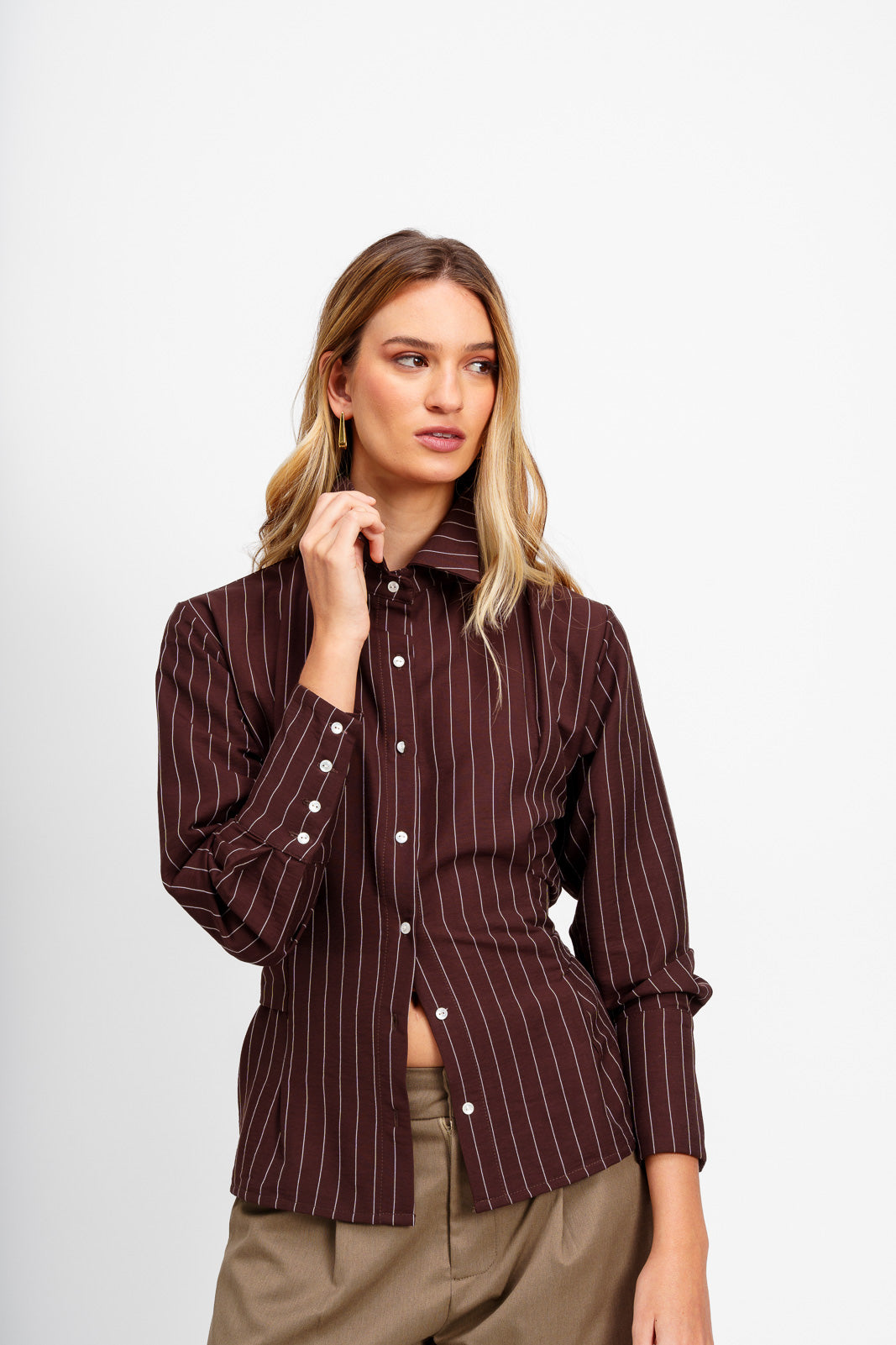 Camisa líneas Chocolate