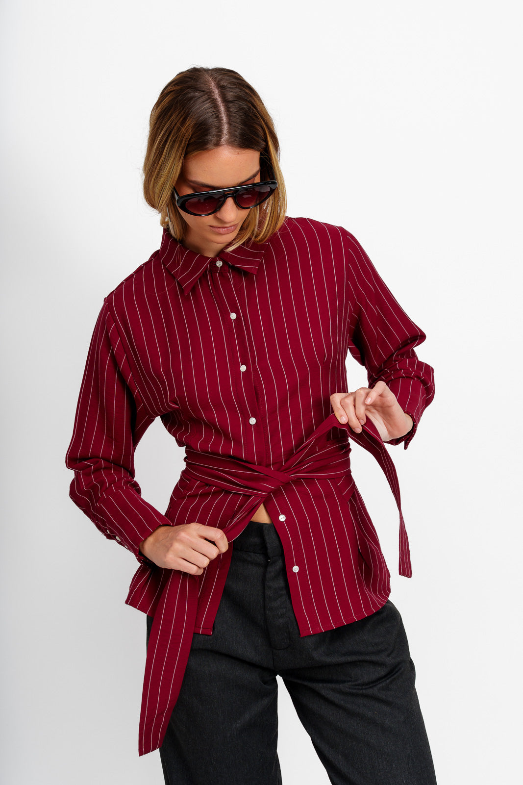 Camisa líneas Vino