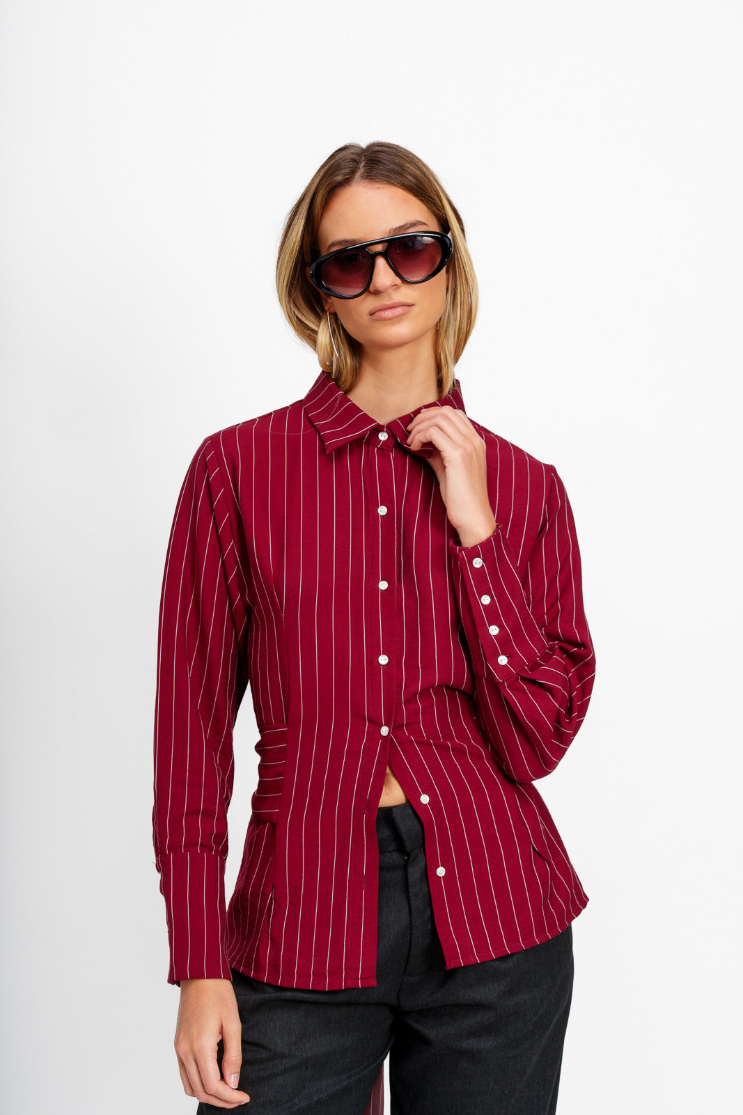 Camisa líneas Vino
