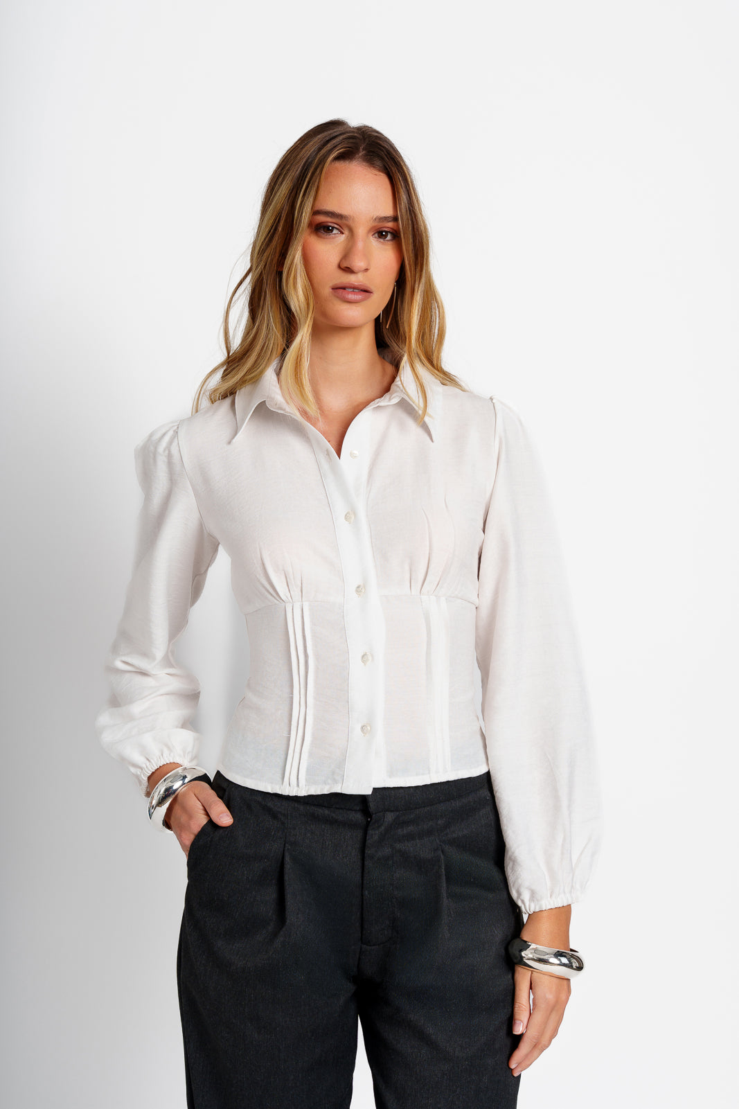 Camisa Pliegue Blanca
