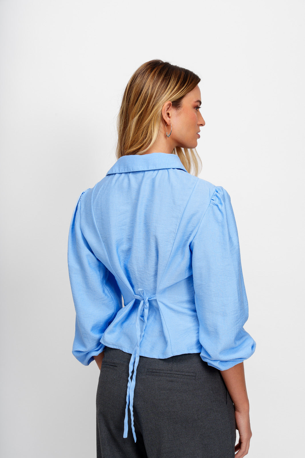 Camisa Pliegue Celeste
