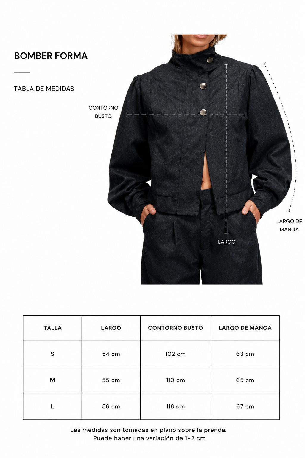 Bomber Forma Negro Jaspeado