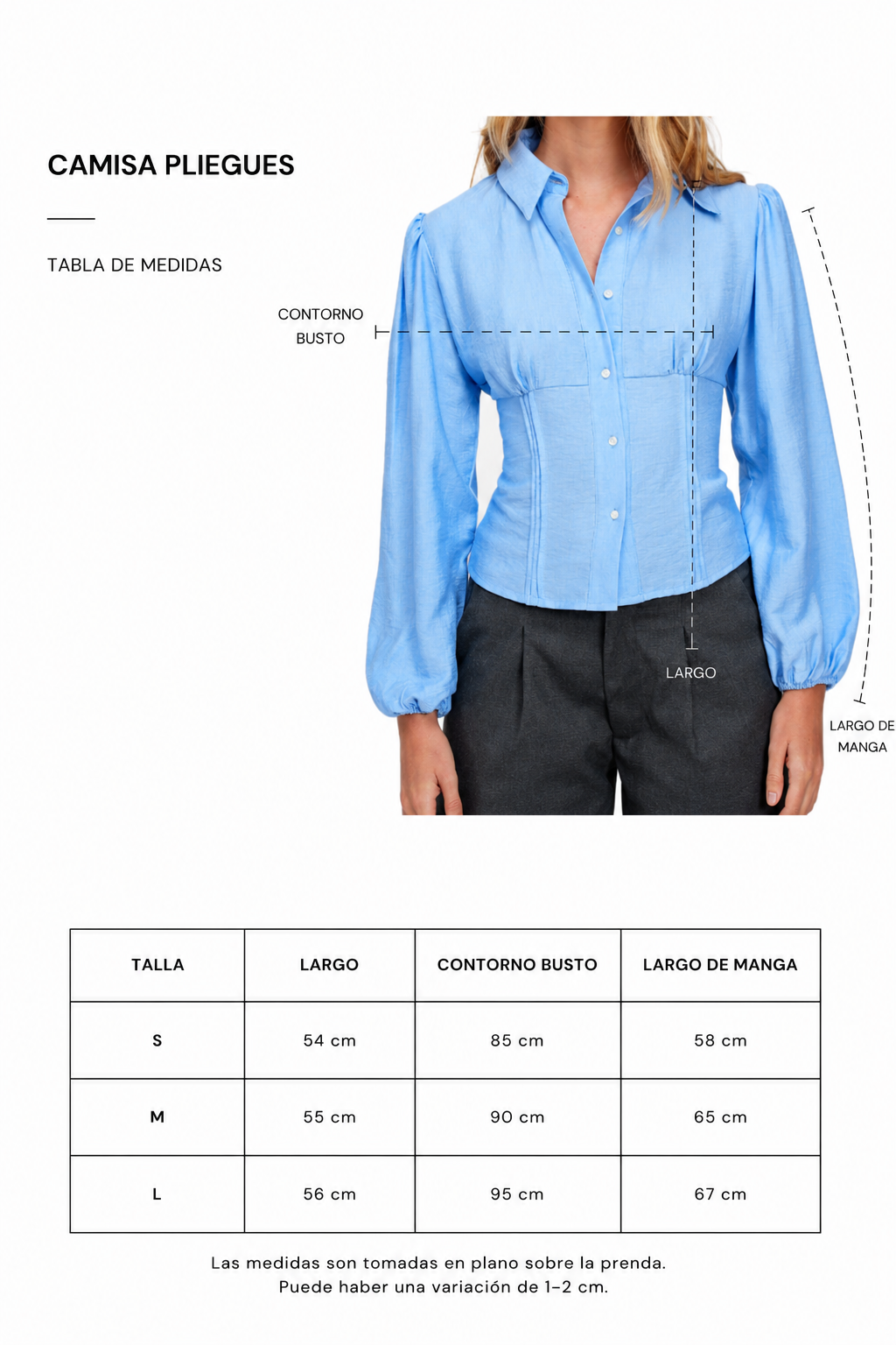Camisa Pliegue Celeste